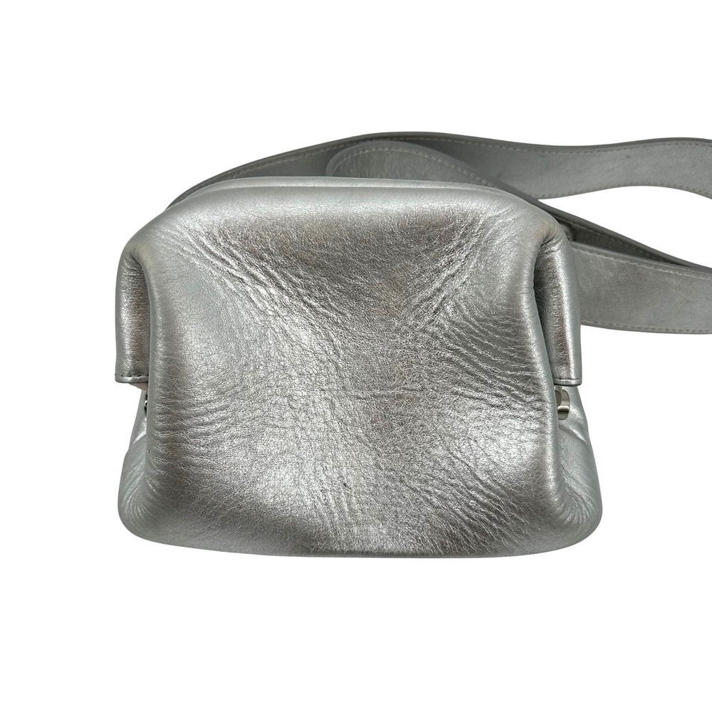 OSOI Pecan Brot Silver Belt Bag Metallic Leather Crossbody Waist Pack *DAMAGE*